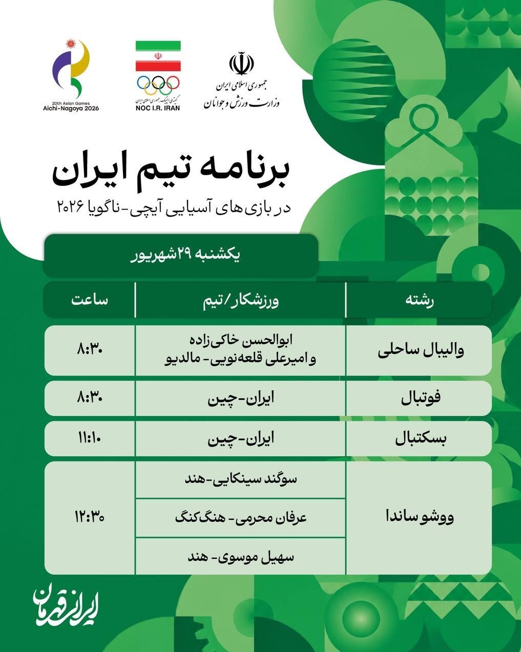 بازی‌های آسیایی 2026 ناگویا , بازی‌های آسیایی , 