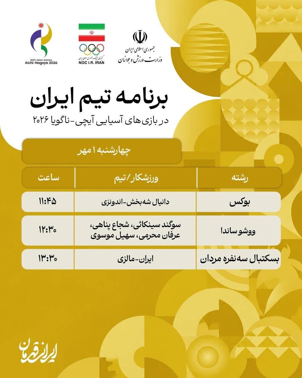 ورزش , بازی‌های آسیایی 2026 ناگویا , 