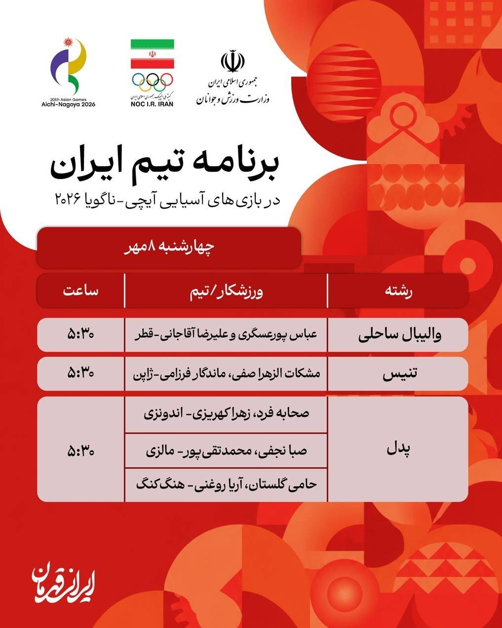 پوشش زنده بازیهای آسیایی|صعود میرزازاده به فینال/ حذف در 6 رشته بازیهای آسیایی , بازیهای آسیایی 2022 هانگژو ,